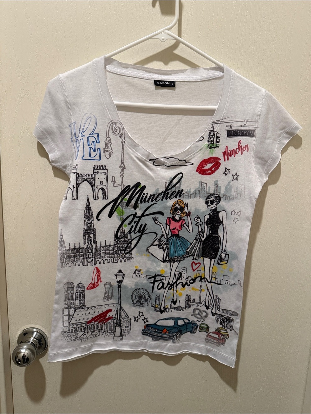 Safon München City Graphic V-Neck Tee - White